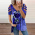 Elegant Large Rose Print T-Shirt Women Summer Hollow Out Splicing Short Sleeve Tops Fashion Loose V Neck Zipper Female Tees 2024